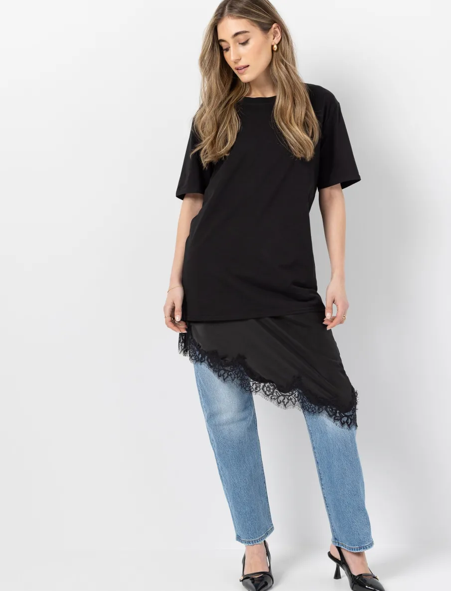 Asymmetrical Dress with Lace Details