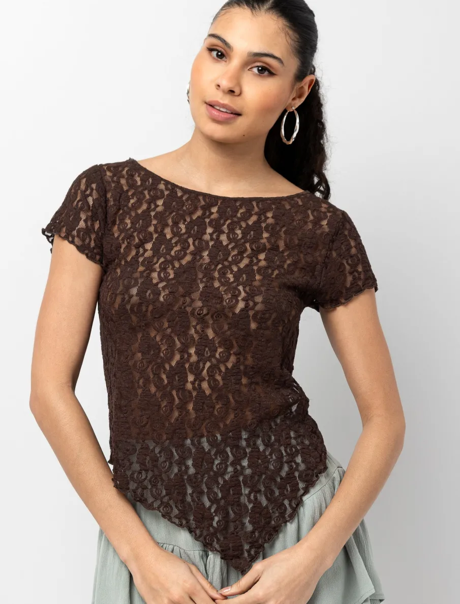Asymmetrical Lace T-shirt
