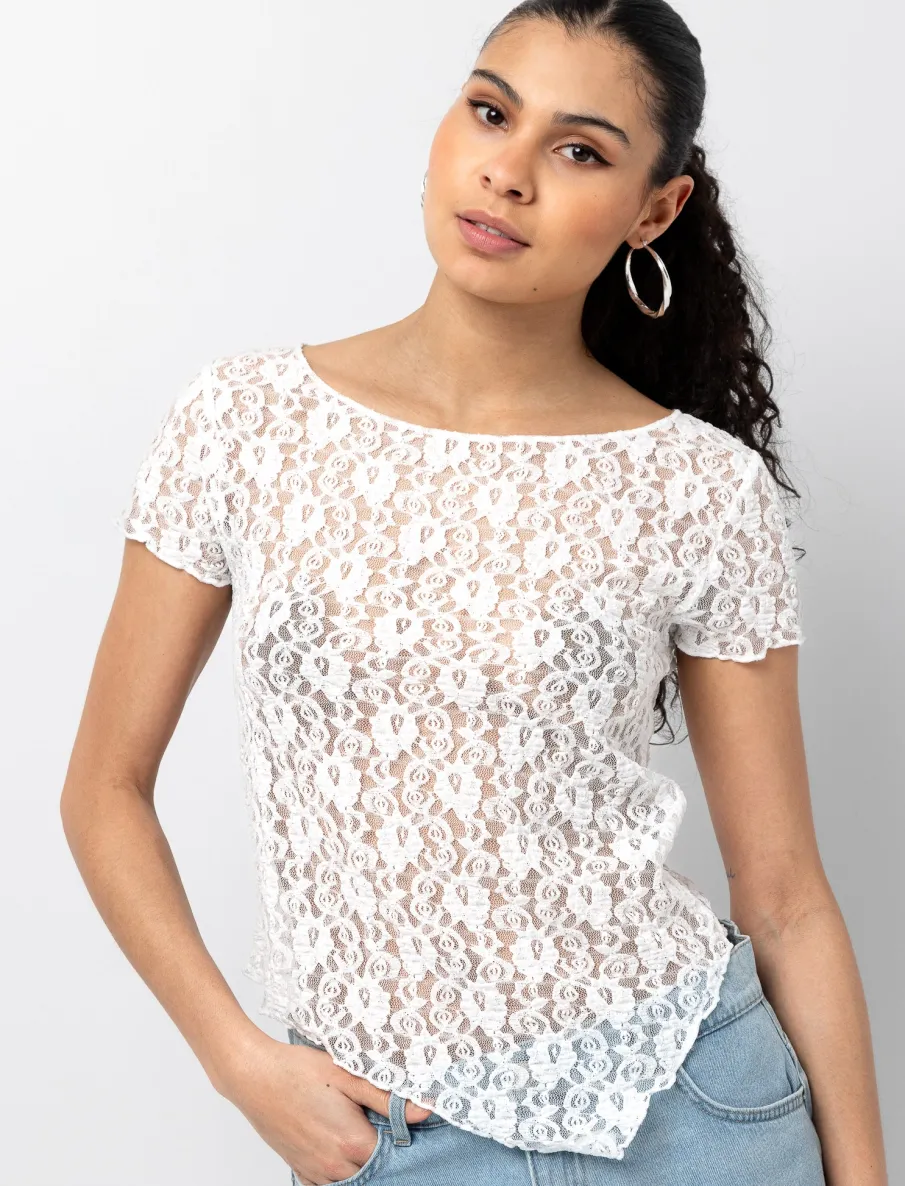 Asymmetrical Lace T-shirt