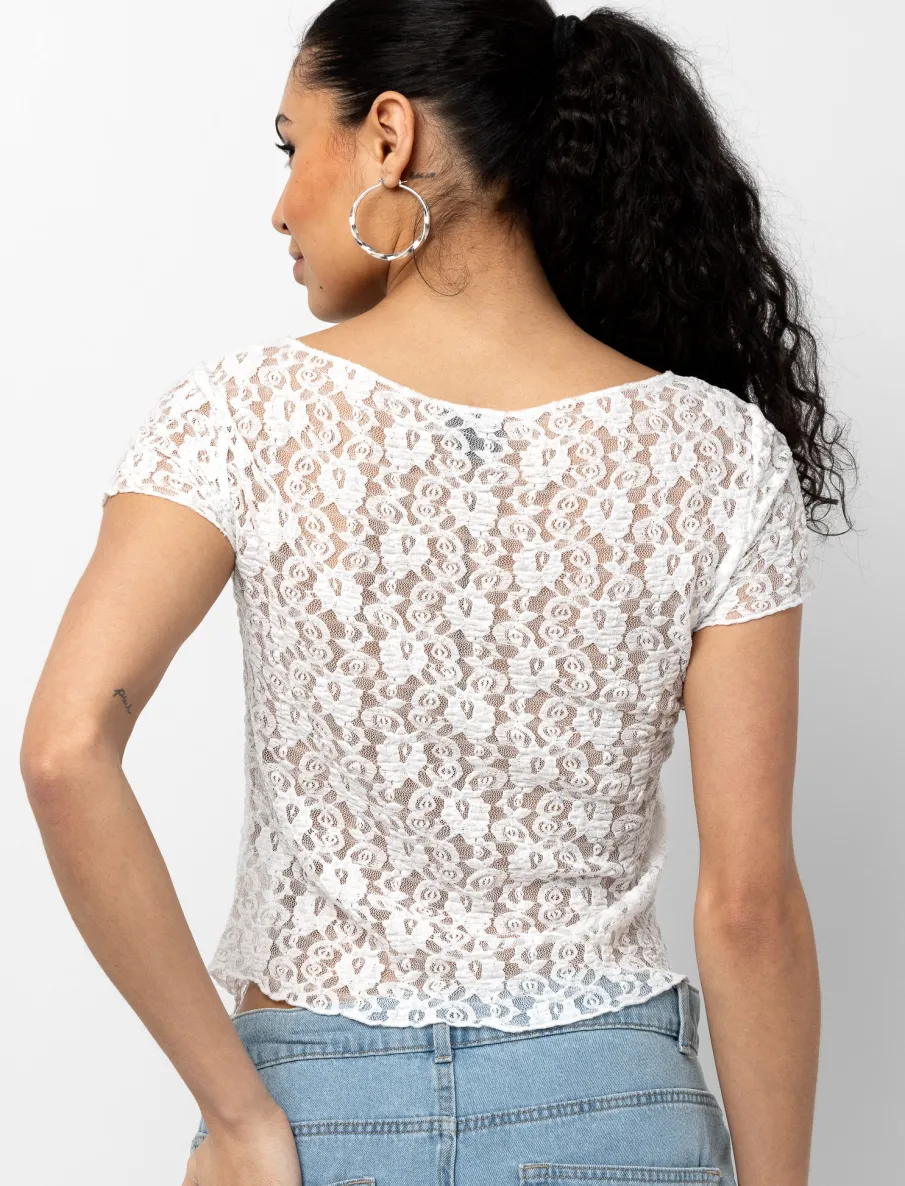 Asymmetrical Lace T-shirt