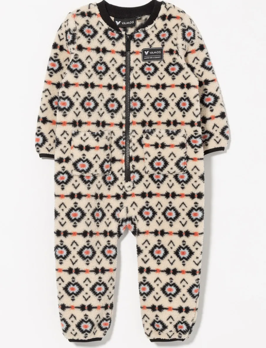 Aztec Print Sherpa Romper - Baby Girl