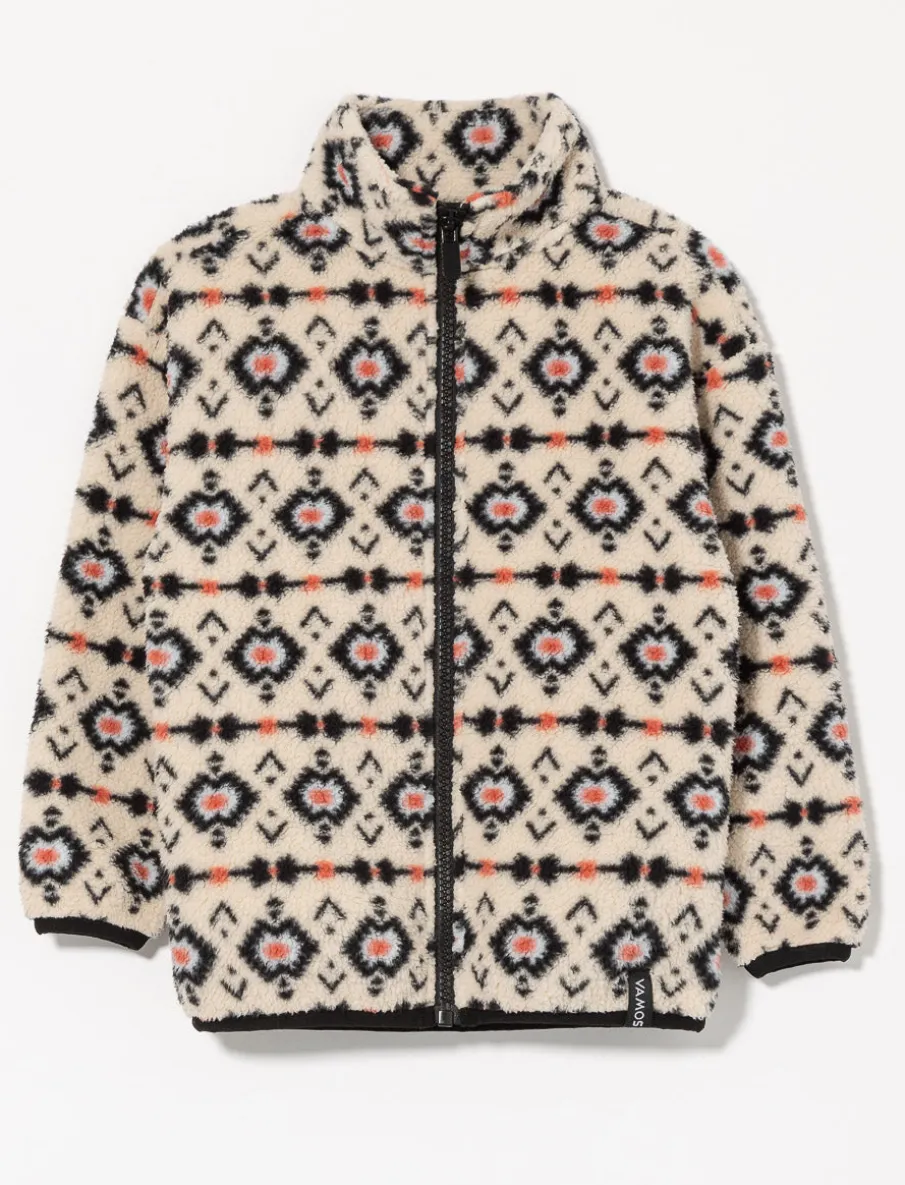 Aztec Print Sherpa Zip-up Jacket - Little Girl