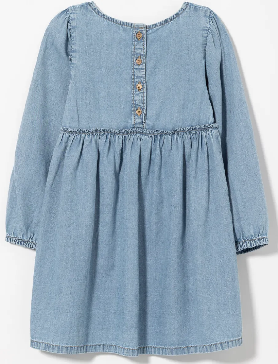 Back-button Denim Dress – Little Girl