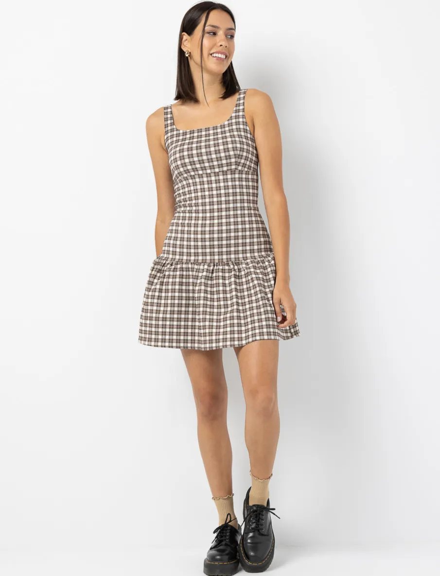 Balloon Dress with Checkered Pattern