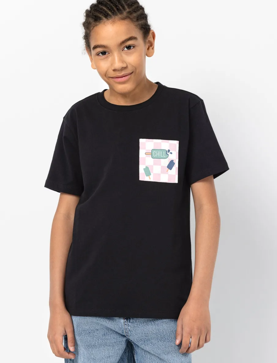 Basic T-shirt with Printed Pocket