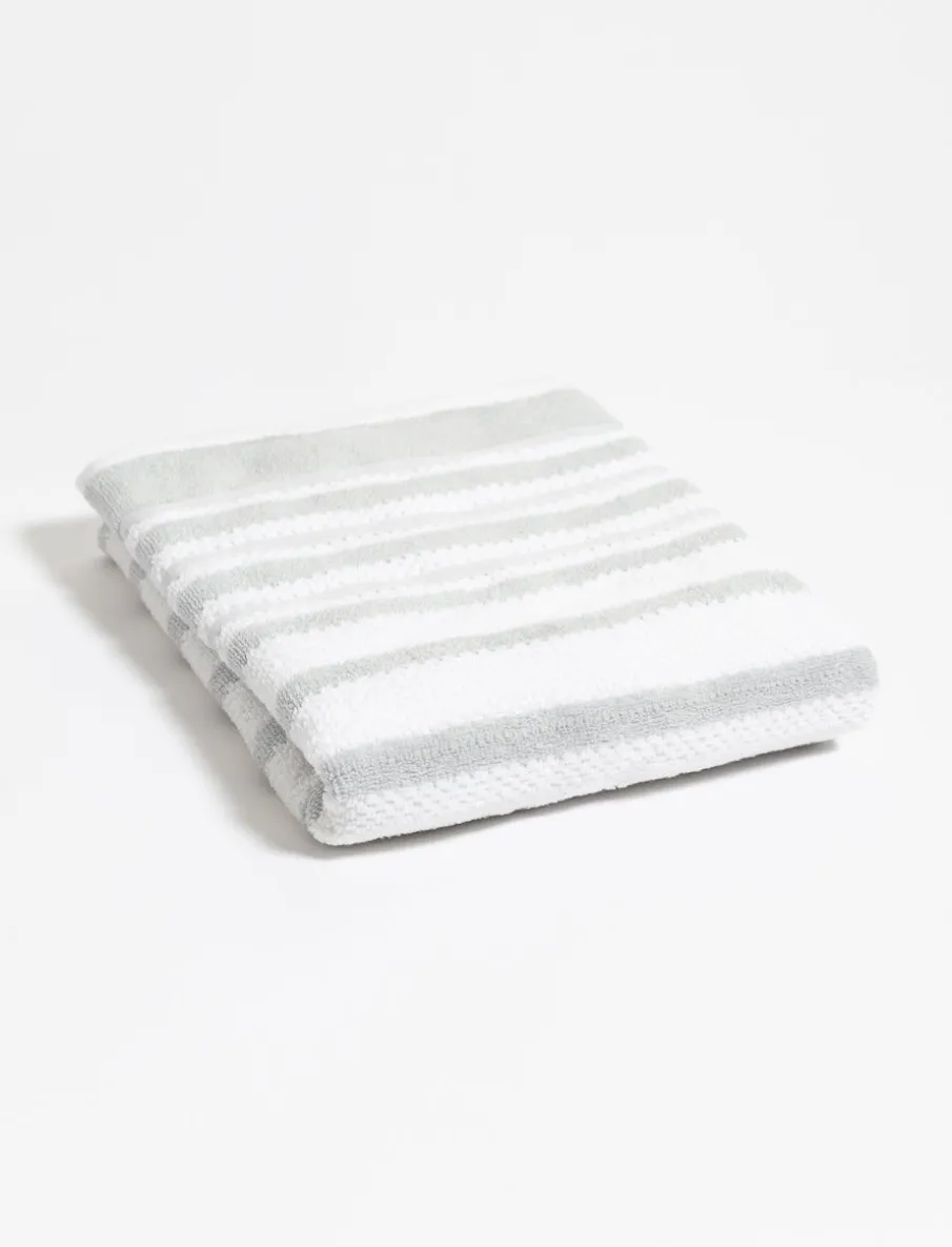Bath Towel with Textured Stripes