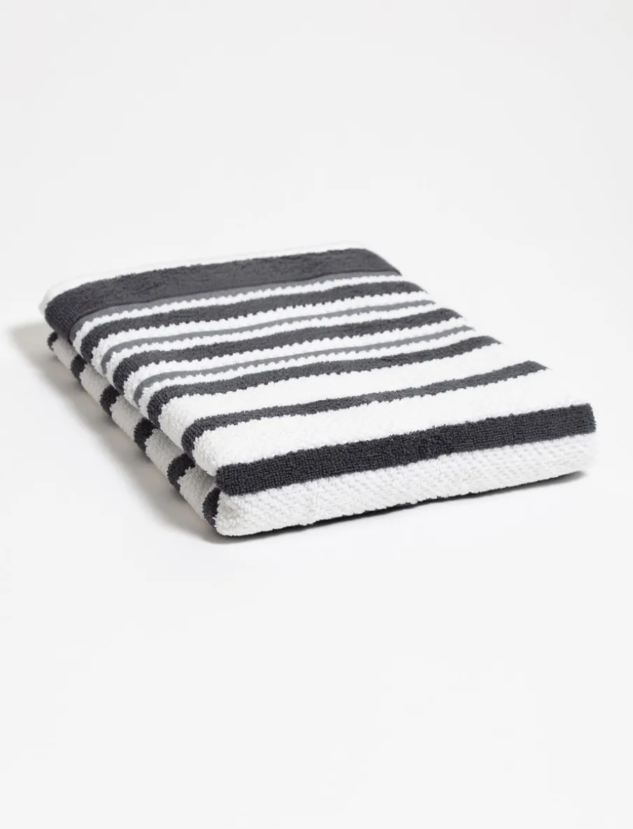 Bath Towel with Textured Stripes