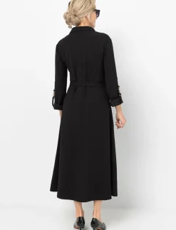 Belted Button-front Midi Dress