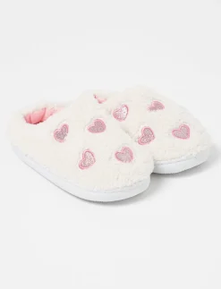 Bouclé Slippers with Hearts