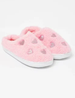 Bouclé Slippers with Hearts