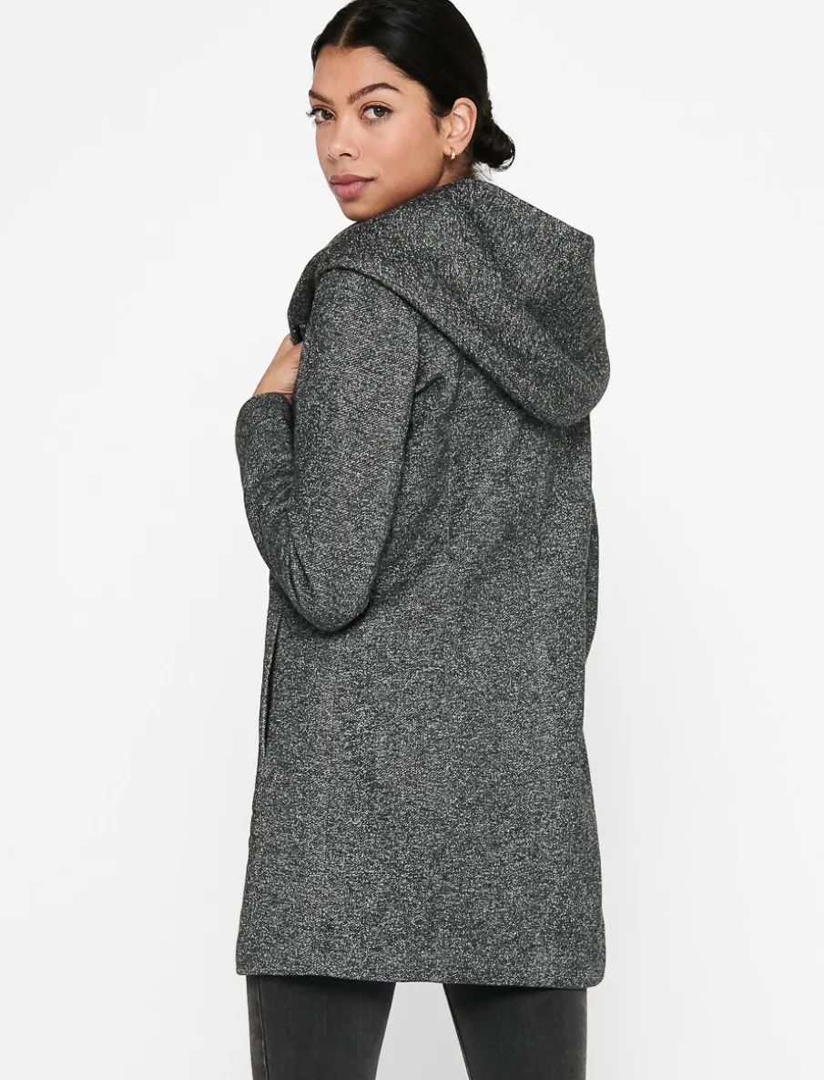Boucle Knit Hooded Coat