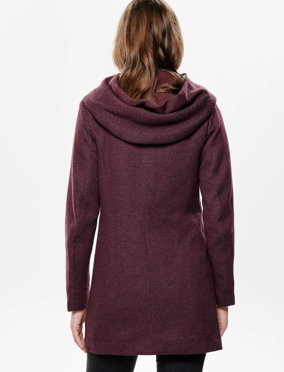 Boucle Knit Hooded Coat