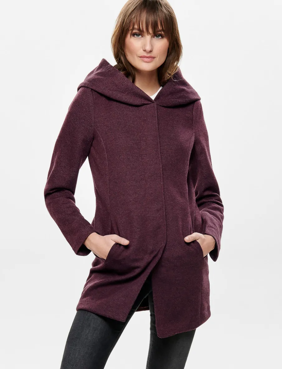 Boucle Knit Hooded Coat