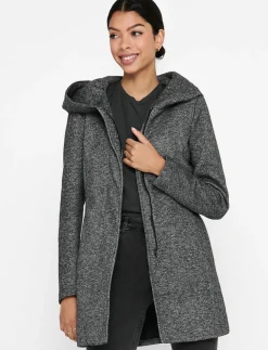 Boucle Knit Hooded Coat