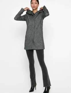 Boucle Knit Hooded Coat