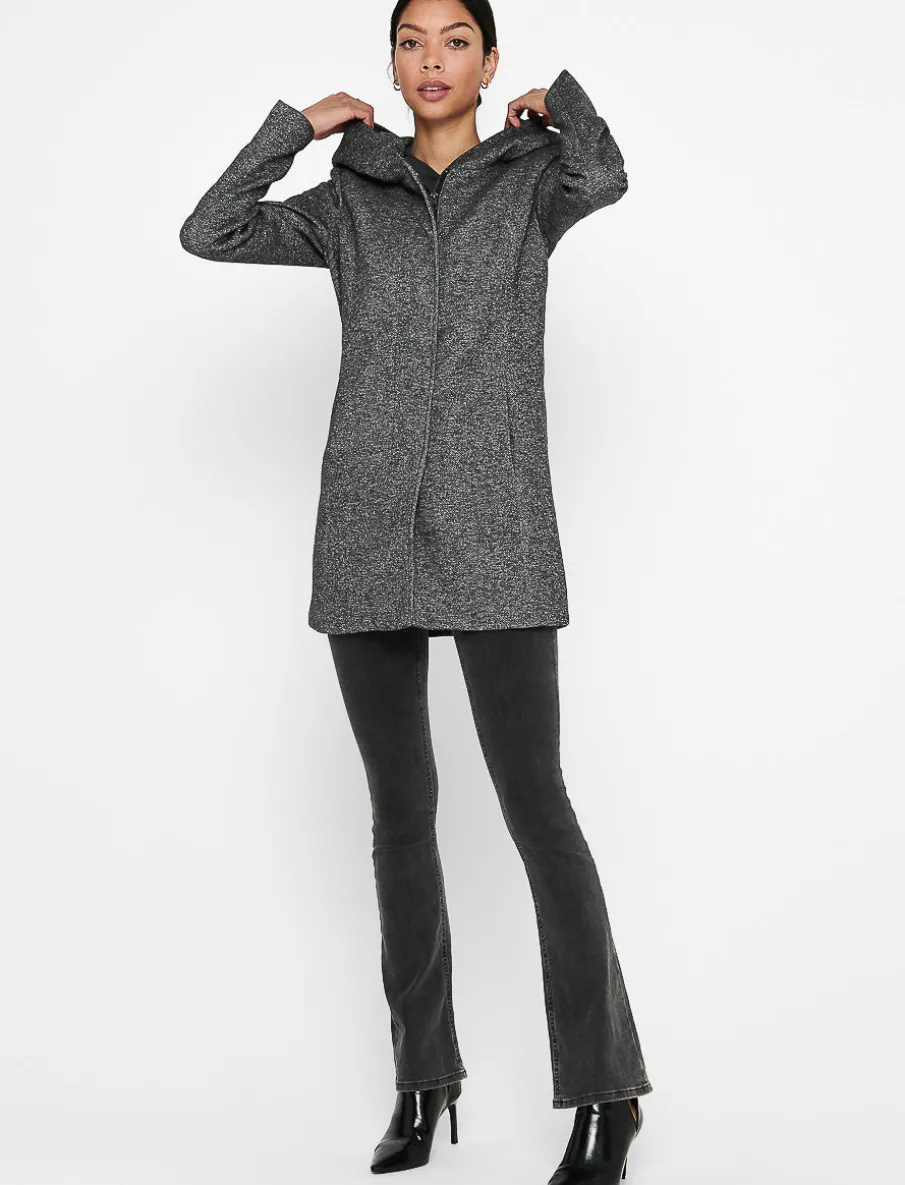 Boucle Knit Hooded Coat