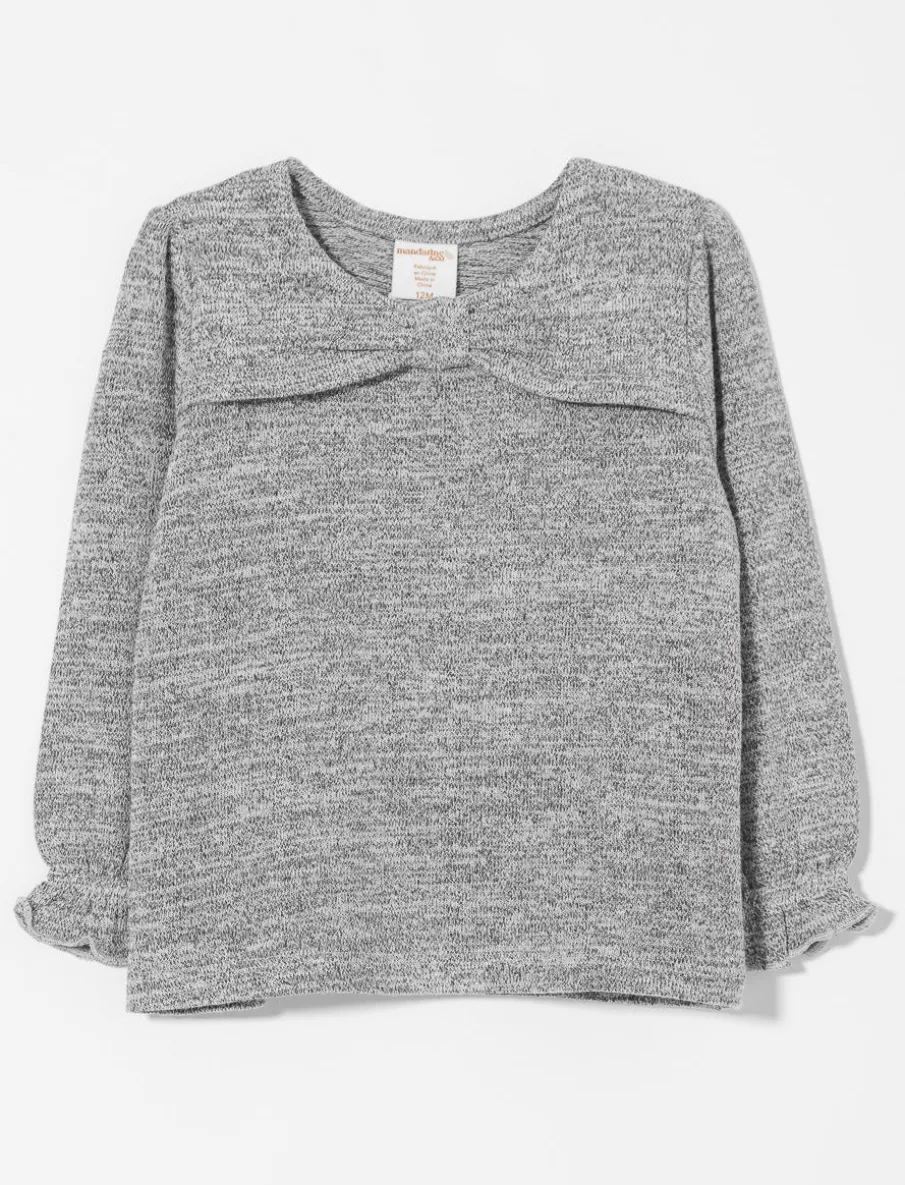 Bow Detail Sweater with Gathered Sleeves - Baby Girl
