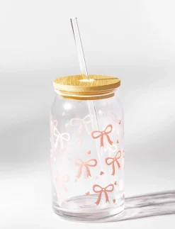 Bow Straw Glass with Lid