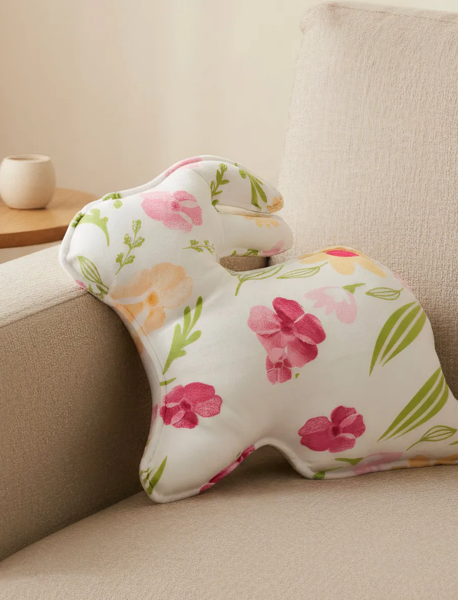 Bunny-shaped Floral Cushion