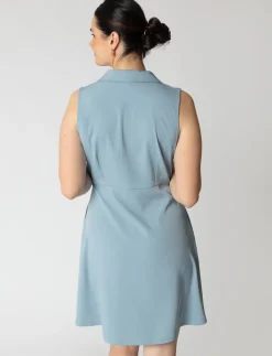 Buttoned V-Neck Dress