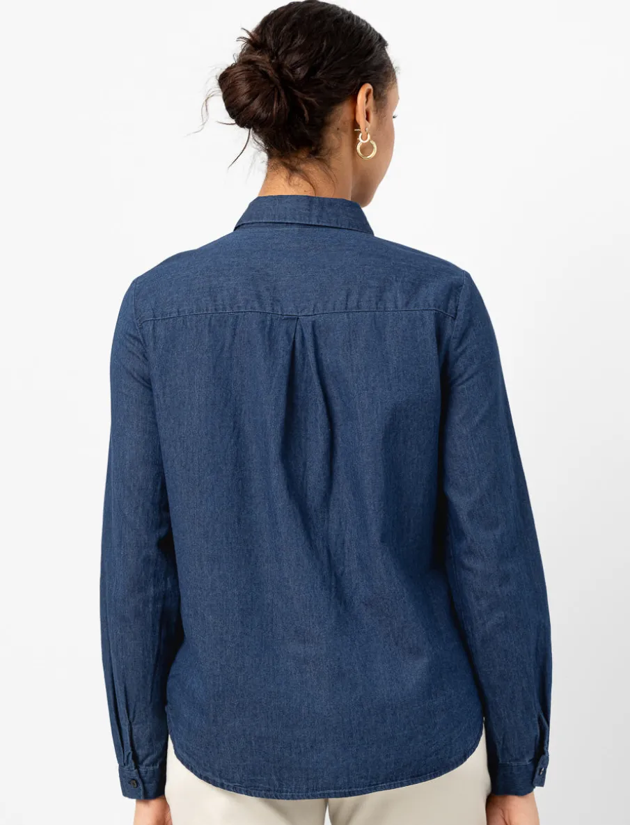 Button-up Shirt with Rhinestone Collar
