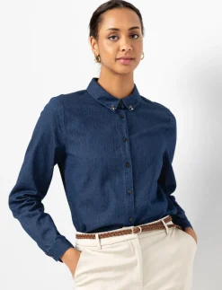 Button-up Shirt with Rhinestone Collar