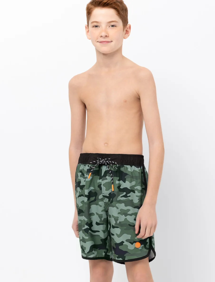 Camouflage Elastic-waist Boardshorts