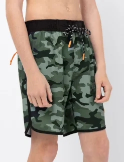Camouflage Elastic-waist Boardshorts