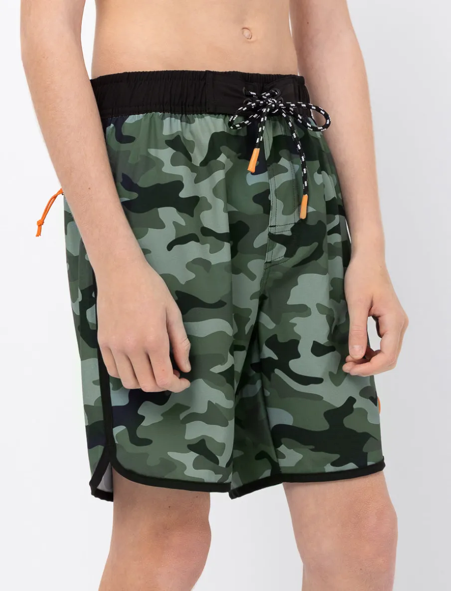 Camouflage Elastic-waist Boardshorts