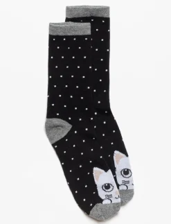 Cat Print Crew Socks