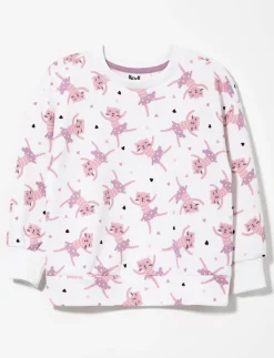 Cat Print Fleece Sweatshirt - Little Girl