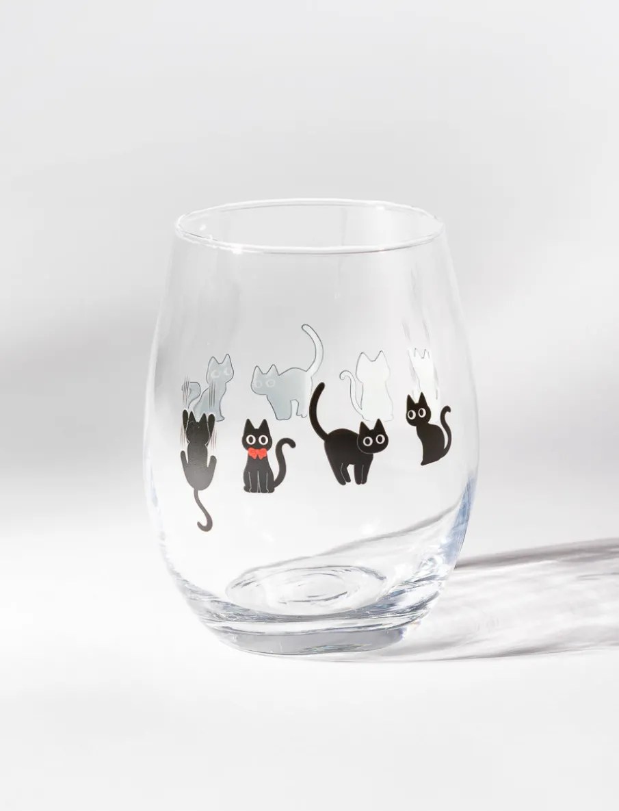 Cat Stemless Wine Glass