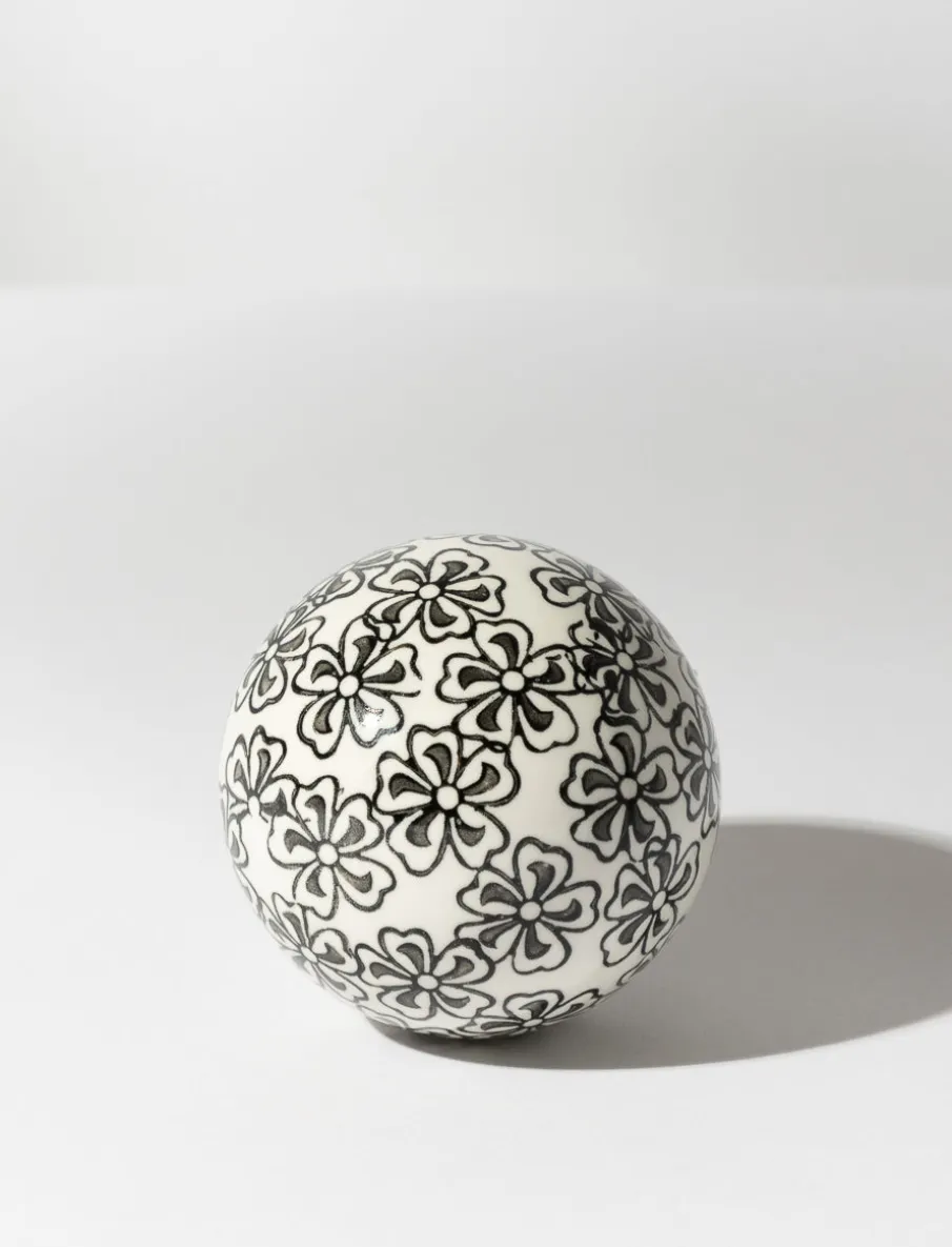 Ceramic Decorative Ball with Floral Print
