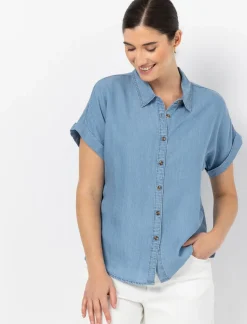 Chambray Dolman Sleeve Blouse