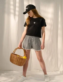 Checkered Elastic Waist Shorts