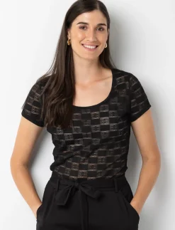 Checkered Mesh T-shirt