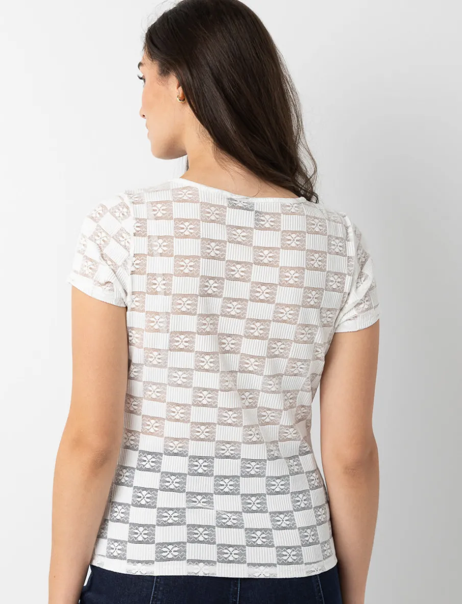 Checkered Mesh T-shirt
