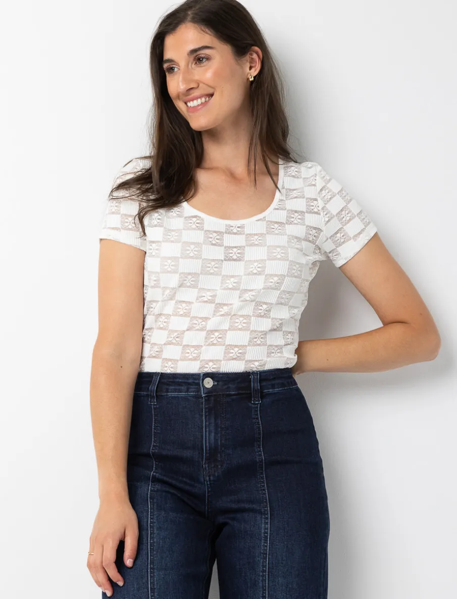 Checkered Mesh T-shirt