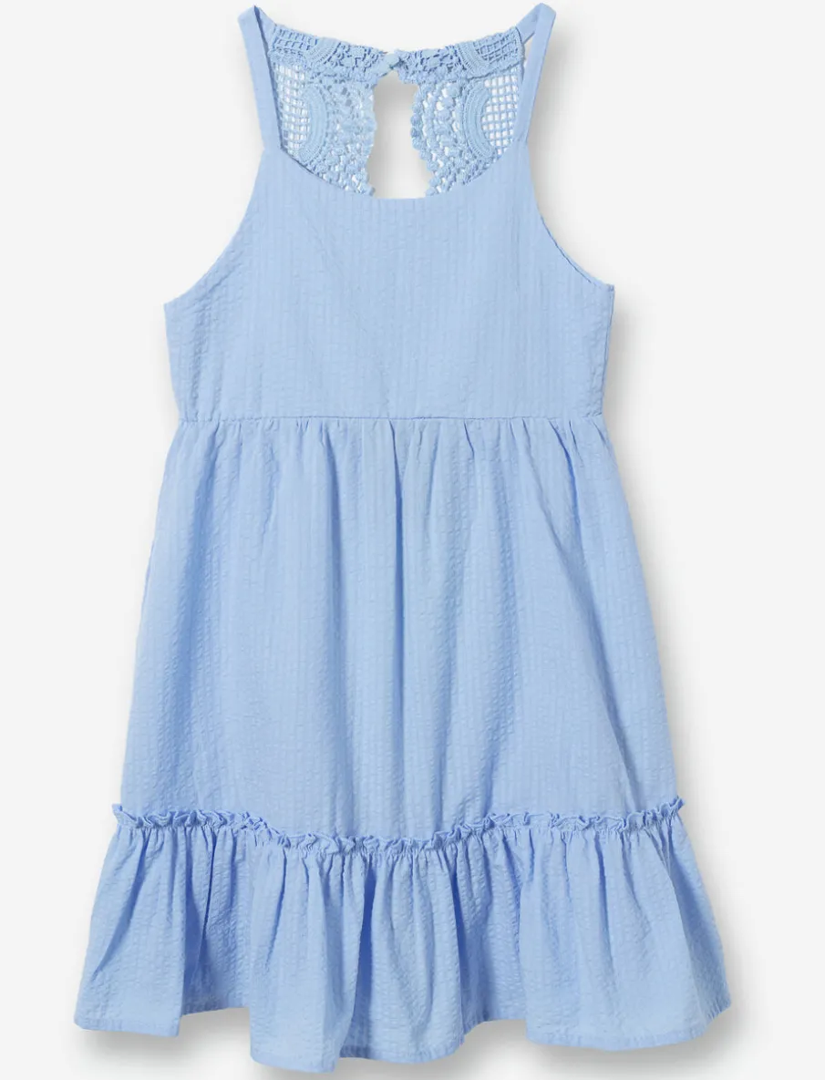 Chic Dress in Solid Crinkle Fabric