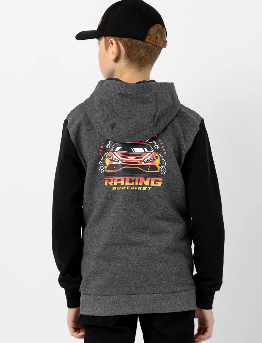 Colour Block Printed Hoodie