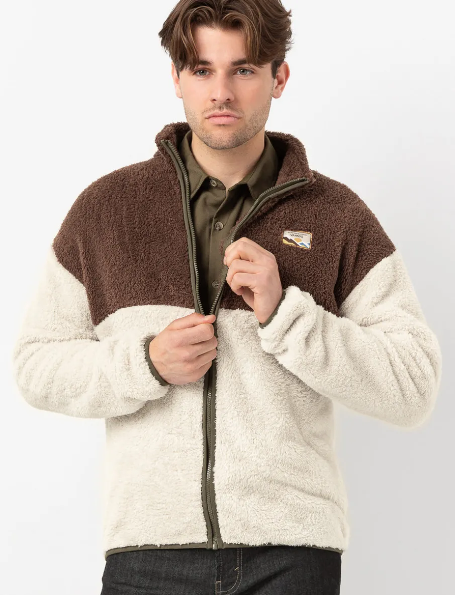 Colour Block Zip-up Sherpa Jacket