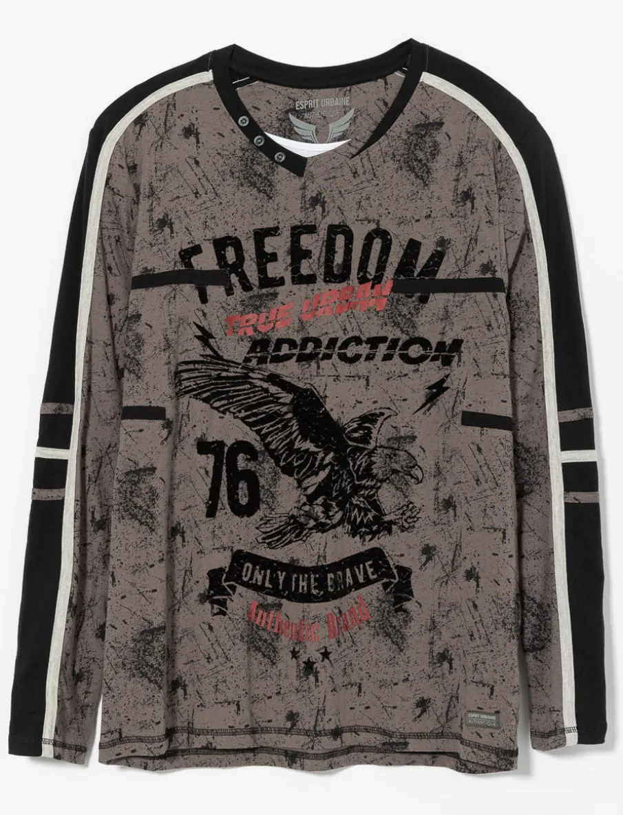 Contrast Band Printed T-shirt