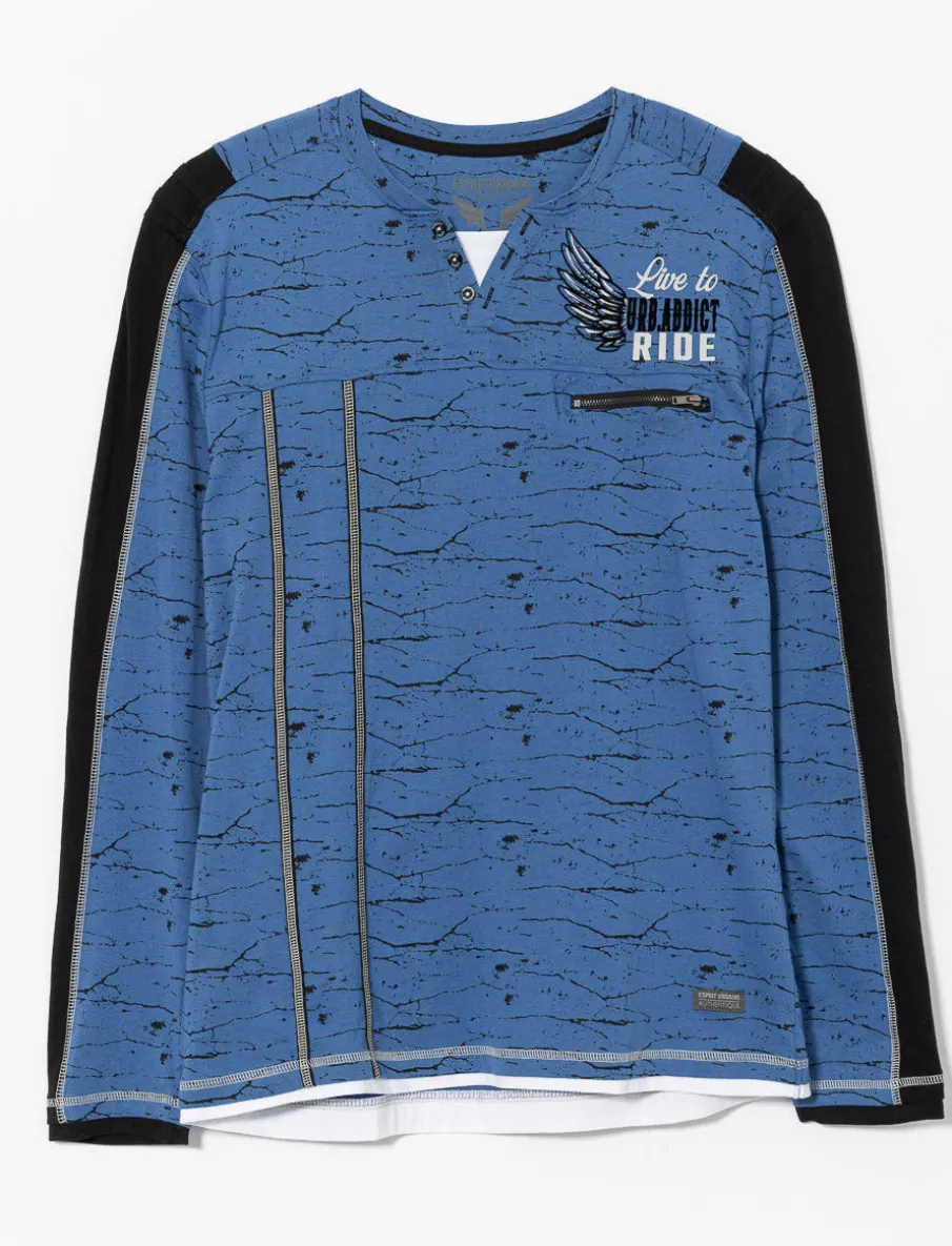 Contrast Band Printed T-shirt
