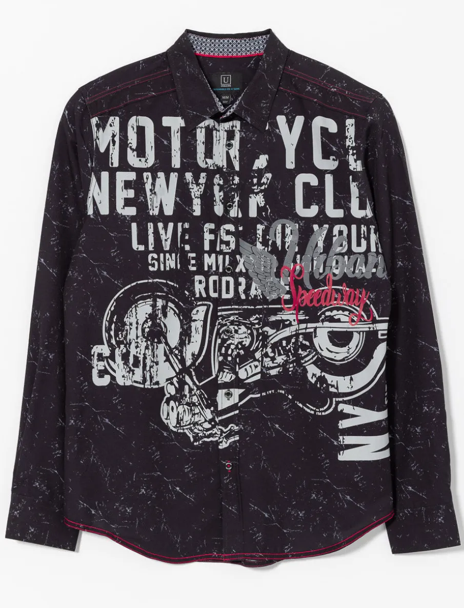 Contrast Stitch Printed Shirt