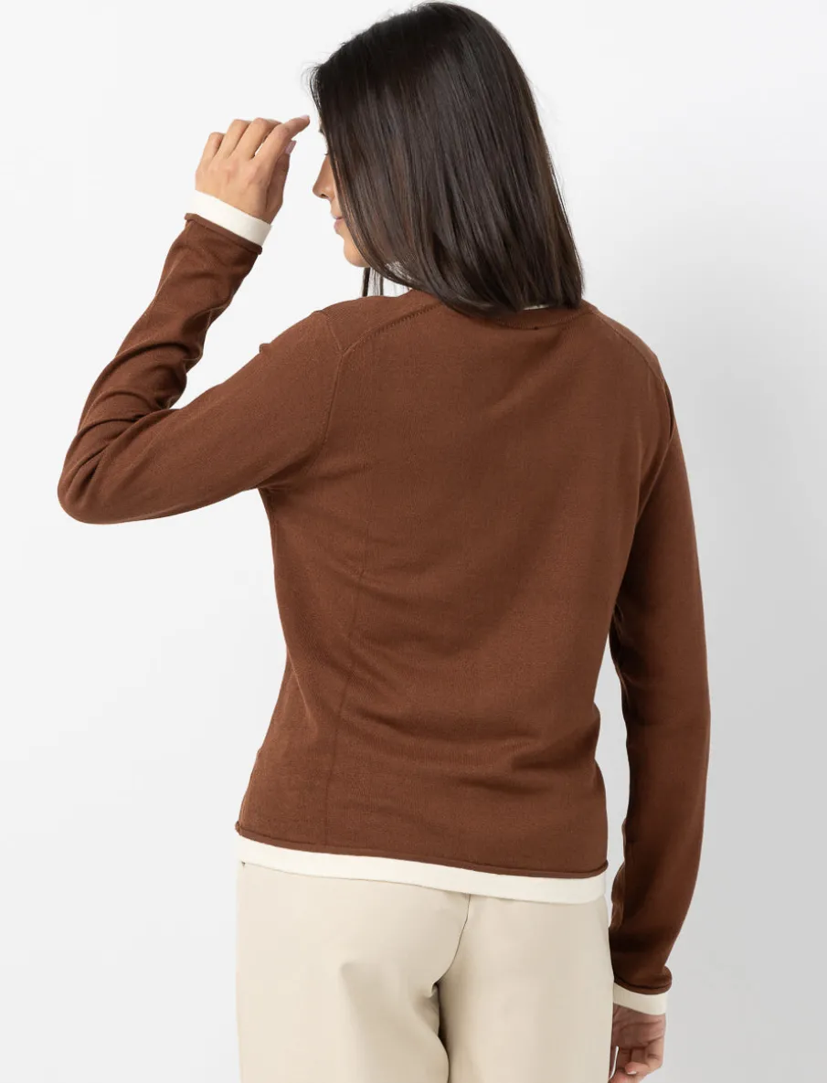 Contrast Trim Button-front Cardigan