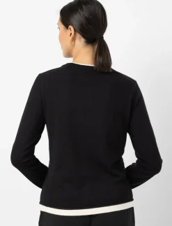 Contrast Trim Button-front Cardigan