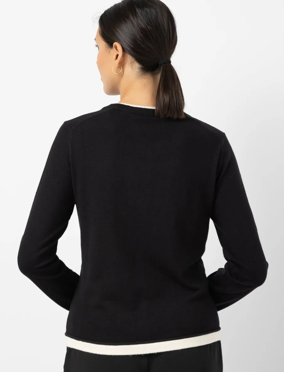 Contrast Trim Button-front Cardigan