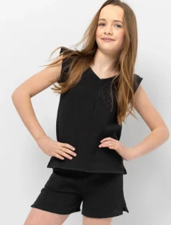 Cotton Gauze Blouse with Flutter-sleeves