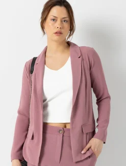 Crepe-effect Open Blazer