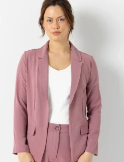 Crepe-effect Open Blazer